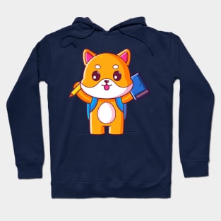 Cute shiba inu go to school Hoodie